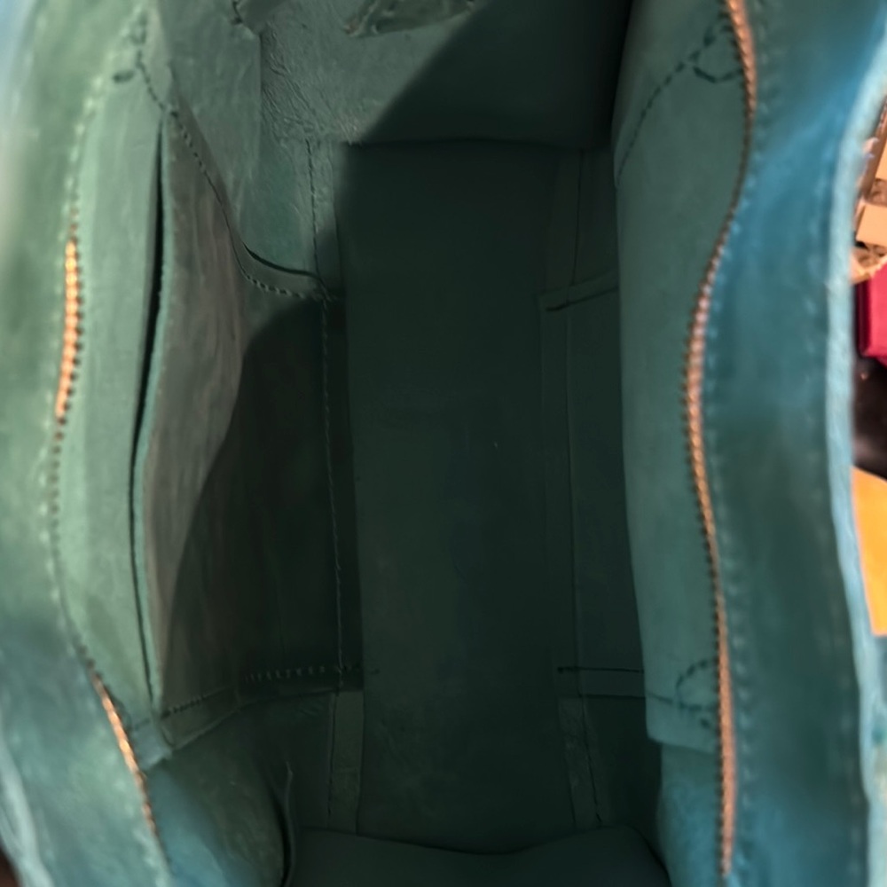 Portland Leather Aqua Tote Bag - Picture 3 of 4